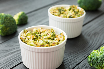 Dilicious dinner - baked broccoli and cheese in ceramic