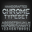 Handcrafted metal typeset vector chrome custom font.