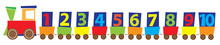Cartoon Train With Numbers 1-10/ Educational Vector Illustration For Children