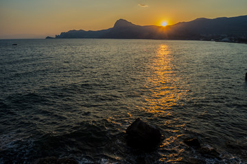 Sunset over the Crimean mountains