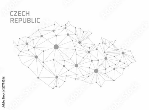 Cuadros en Lienzo Czech republic grey contour dot modern 3d map