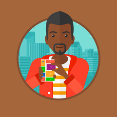 Poster - Man with modular phone vector illustration.