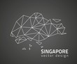 Singapore vector black triangle polygonal outline map