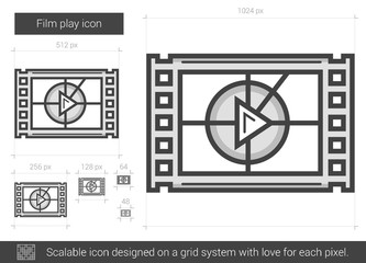 Wall Mural - Film play line icon.