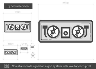 Sticker - Dj controller line icon.