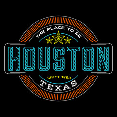 houston, texas linear logo design for t shirts and stickers