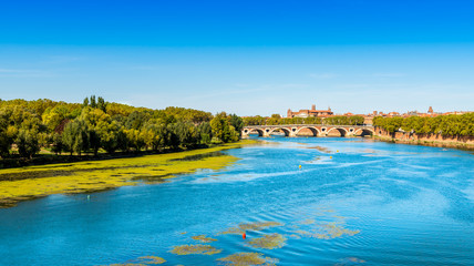 Wall Mural - La Garonne et la Prairie des Filtres et le Pont Neuf à Toulouse en Midi-Pyrénées, Occitanie en France