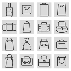 Sticker - Vector black line bag icons set