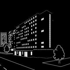 Wall Mural - silhouette of buildings and streets at night