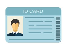 ID Card Isolated On White Background. Identification Card Icon. Business Identity ID Card Icon Template Badge. Identification Personal Contact In Flat Style