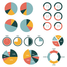 Infographic Elements, Pie Chart Set Icon, Business Elements And Statistics With Numbers.