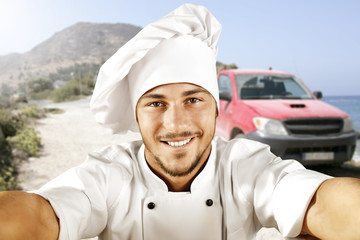 Wall Mural - cook chef in trip 