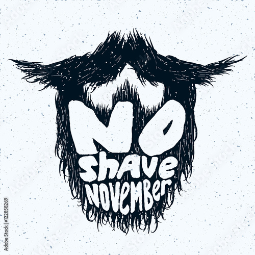 Fotografie, Obraz Beard silhouette with No Shave November lettering print