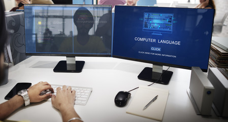 Wall Mural - computer coding code advanced technology concept