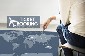 Sticker - Flight Ticket Booking Destination Journey Concept