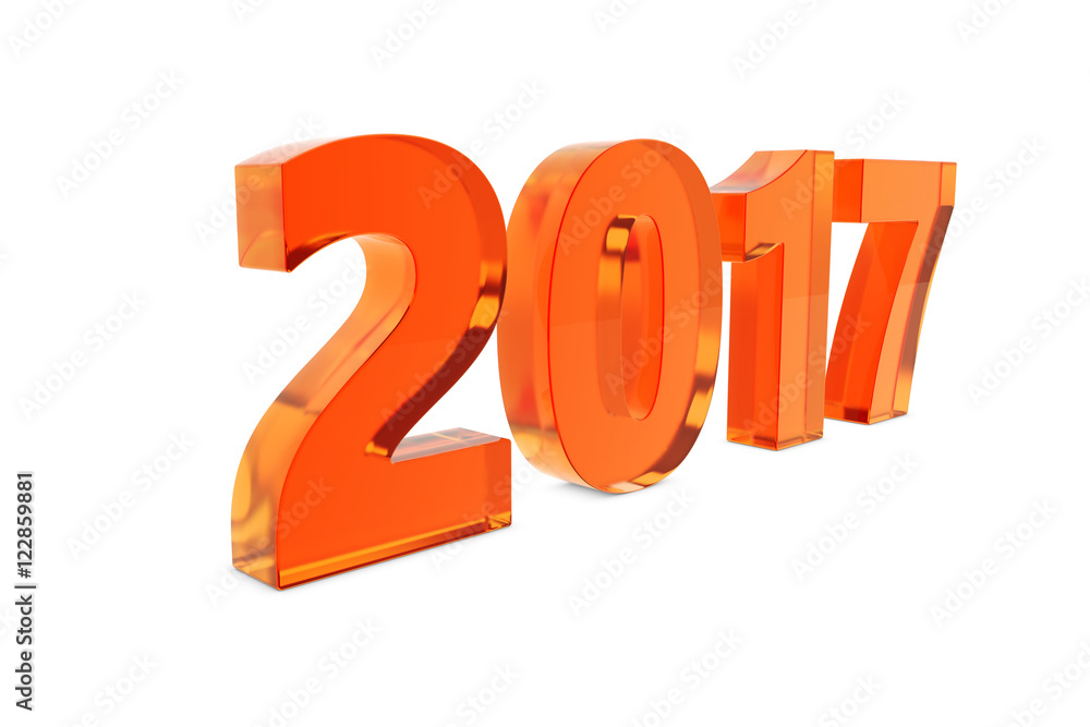 New 2017 year metal figures standing on the floor with shadow isolated ...