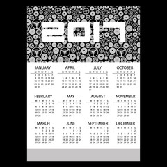 Wall Mural - 2017 simple business wall calendar with clock theme pattern eps10