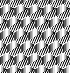 Wall Mural - Vector seamless texture. Modern abstract background. Monochrome geometrical pattern with repeating hexagonal tiles.