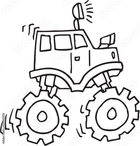 Photo  Tough Doodle Truck Vector Illustration Art