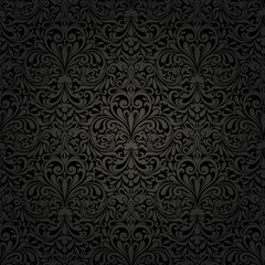 Seamless background of black color in the style of Damascus