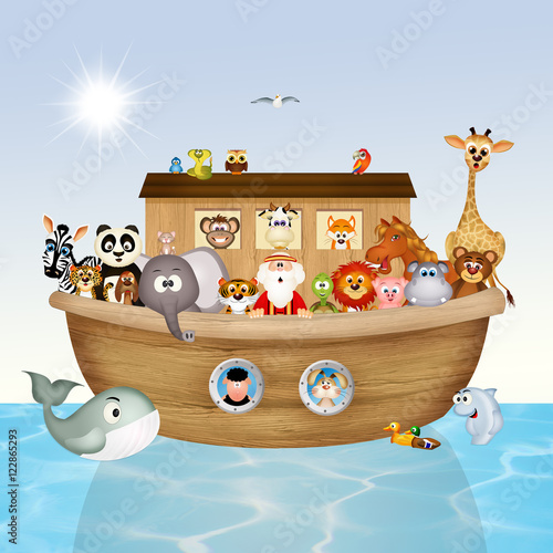 Nowoczesny obraz na płótnie Ilustracja arki Noego - dla dzieci