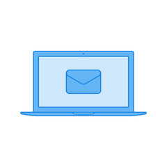 Wall Mural - laptop with envelope. email concept. modern thin line flat icons isolated on white background. vecto
