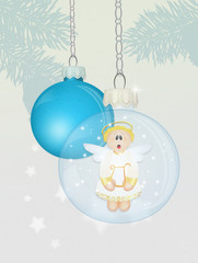 Sticker - Angel in the Christmas ball