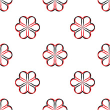 Red Black Flowers On White Background