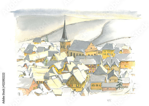 Paysage Alsacien En Hiver Aquarelle Sur Papier D Arches Buy This Stock Illustration And Explore Similar Illustrations At Adobe Stock Adobe Stock
