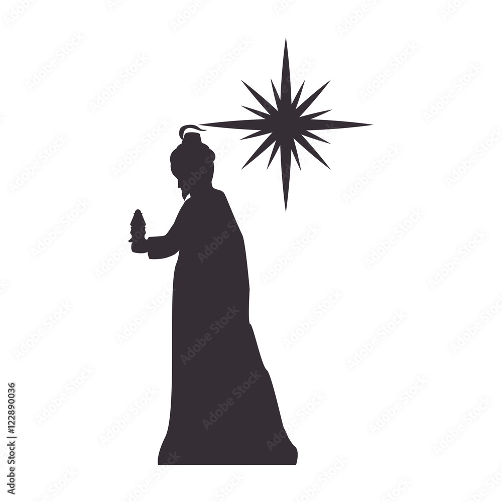 magi man king and sparkle star. silhouette vector illustration