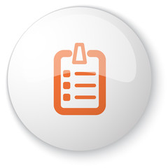Wall Mural - Glossy white web button with orange Checklist icon on white back