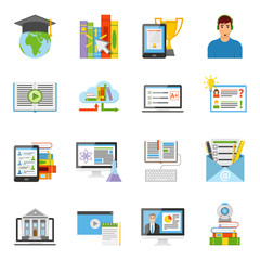 Canvas Print - Online Education Flat Icons Set