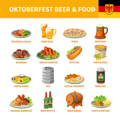 Canvas Print - Oktoberfest Beer Food Flat Icons Set 