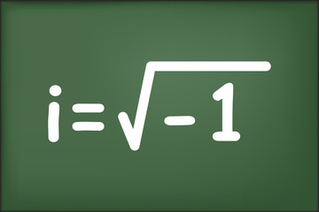 Imaginary number on green chalkboard vector