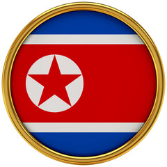 North korea Flag Glossy Button/icon (3d rendering).