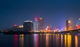 Fototapeta  - Skyline of Macau city at Nam Van Lake, China. The city maintains the world's highest gambling revenue with over 20 million tourists annually.