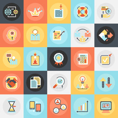 Poster - Flat icons pack of doing business elements