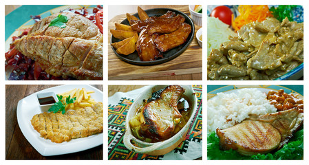 Wall Mural - set of different pork meat