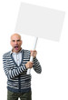© spaxiax - angry man screams and holds a blank placard