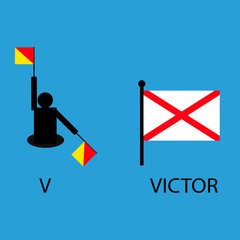 Wall Mural - International marine signal flag, sea alphabet , vector illustration, semaphore, communication, victor