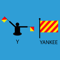 Wall Mural - International marine signal flag, sea alphabet , vector illustration, semaphore, communication, yankee.