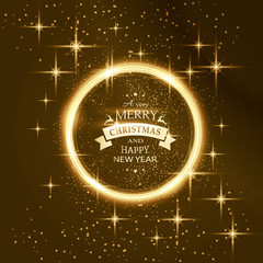 Wall Mural - Round star frame with Merry Christmas typography