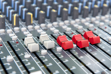 Professional mixing console in studio