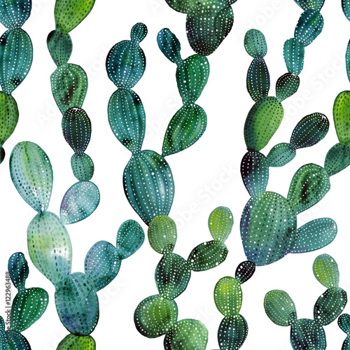 Nowoczesny obraz na płótnie Cactus pattern in watercolor style