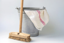 Old Fashioned Housekeeping With Zinc Bucket