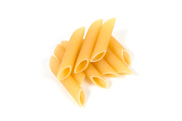 Wall Mural - Raw pasta on white background