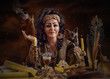 Portrait of old female Egyptian psychic 