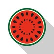 Watermelon flat icon on isolated transparent background.	