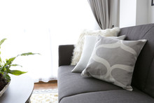 White Soft Cushion On Sofa