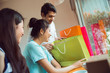 © torwaiphoto - Group of people Asian shopping mall her surprise. they came to c